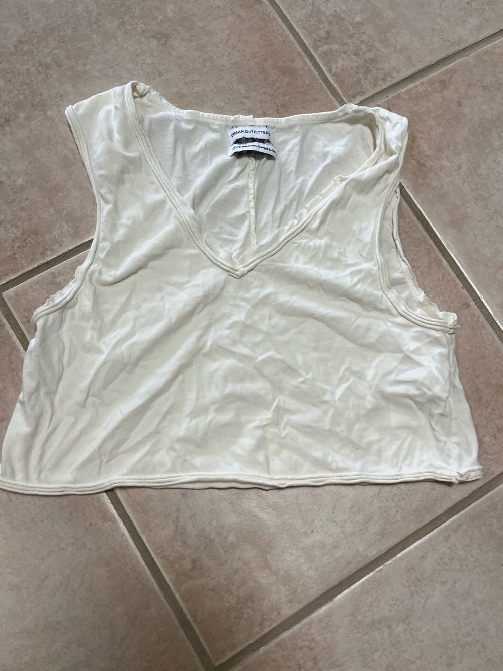 Urban Outfitters White Cropped V-Neck Tank Top